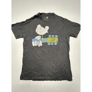 Woodstock T-Shirt 100% Cotton Black Graphic M Mens